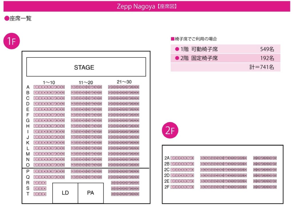 Zepp名古屋の座席表
